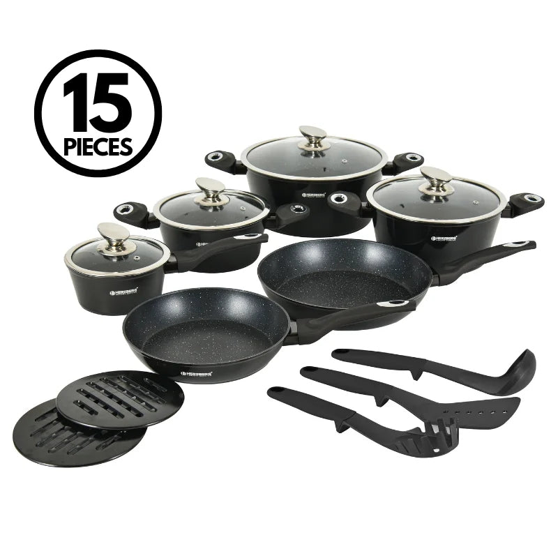 15-Piece Marble Coated Cookware Set, Induction Ready