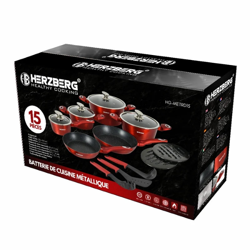 15-Piece Marble Coated Cookware Set, Induction-Ready