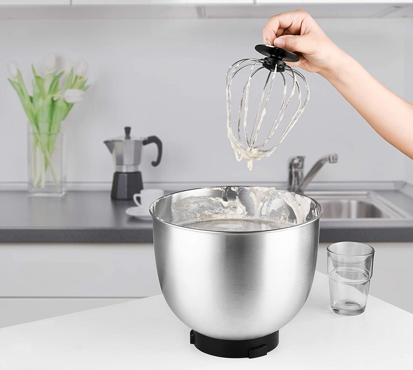 1600W 6-Speed 6L Stainless Steel Stand Mixer, Red