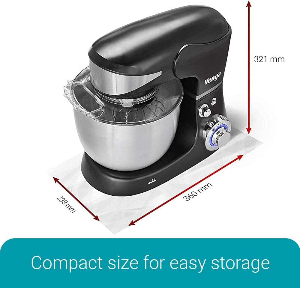 1600W 6-Speed Stainless Steel Stand Mixer, 6L, Black