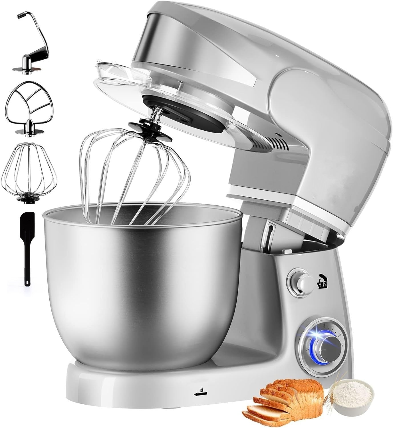 1600W 6-Speed Stainless Steel Stand Mixer, 6L