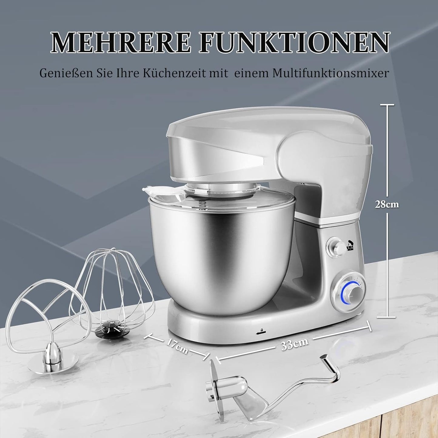 1600W 6-Speed Stainless Steel Stand Mixer, 6L