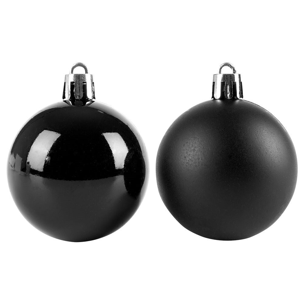 16 Black Christmas Baubles: Unbreakable, Matte & Glossy