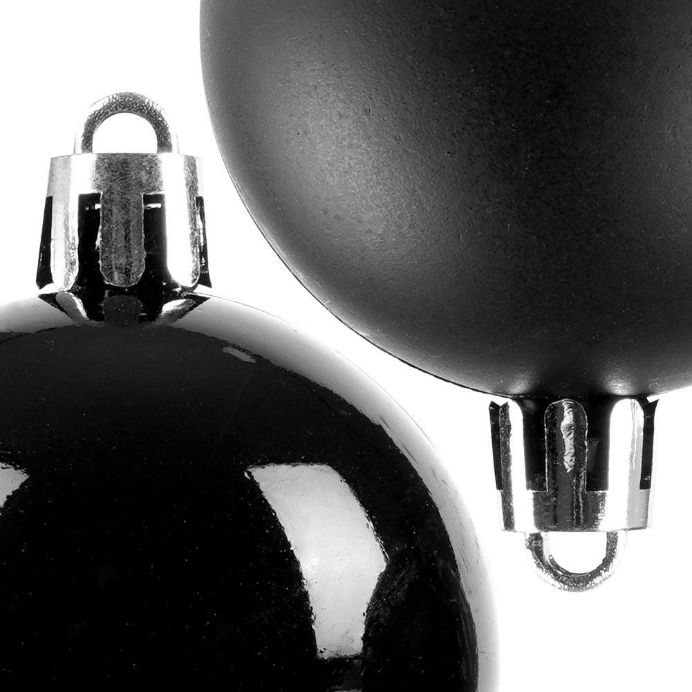 16 Black Christmas Baubles: Unbreakable, Matte & Glossy