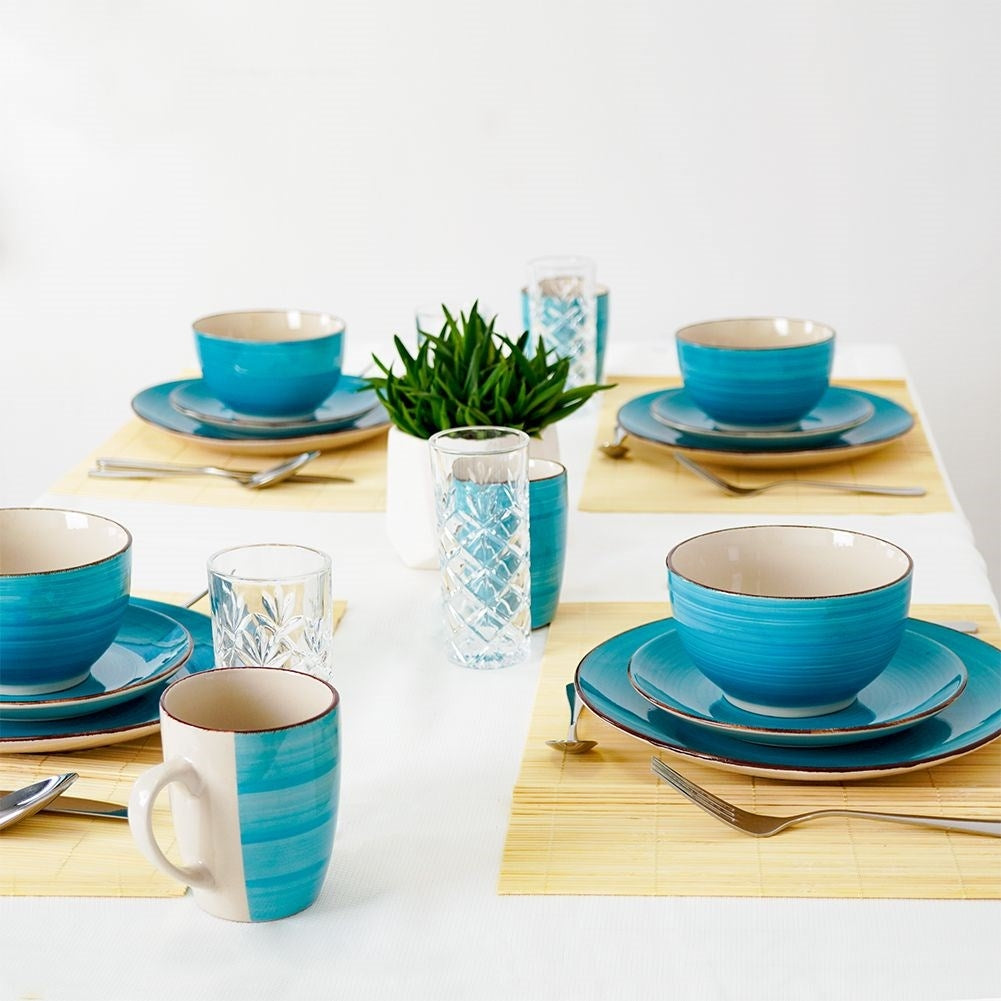 16 Piece Ceramic Set for 4 - Trendy Colors for All Meals