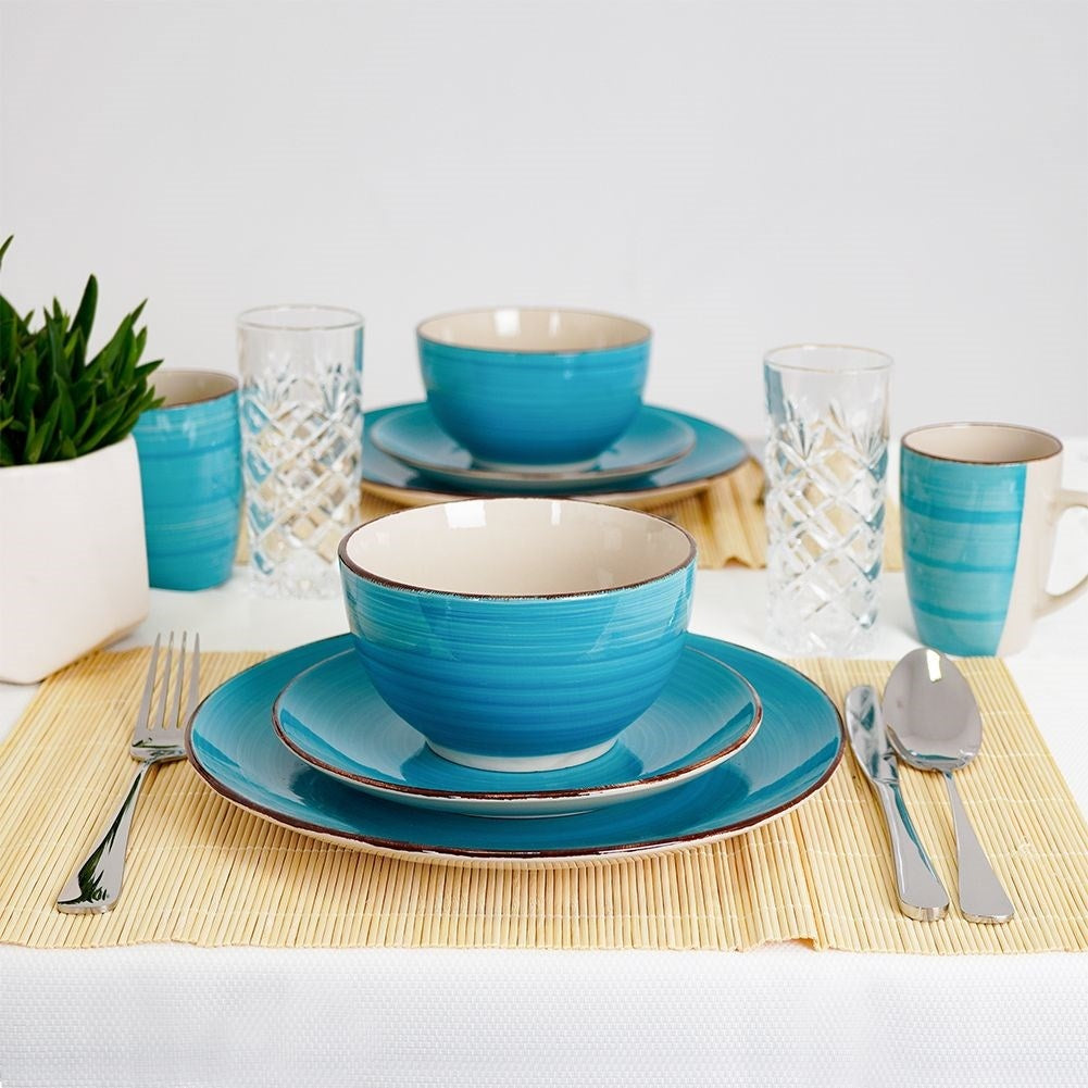 16 Piece Ceramic Set for 4 - Trendy Colors for All Meals