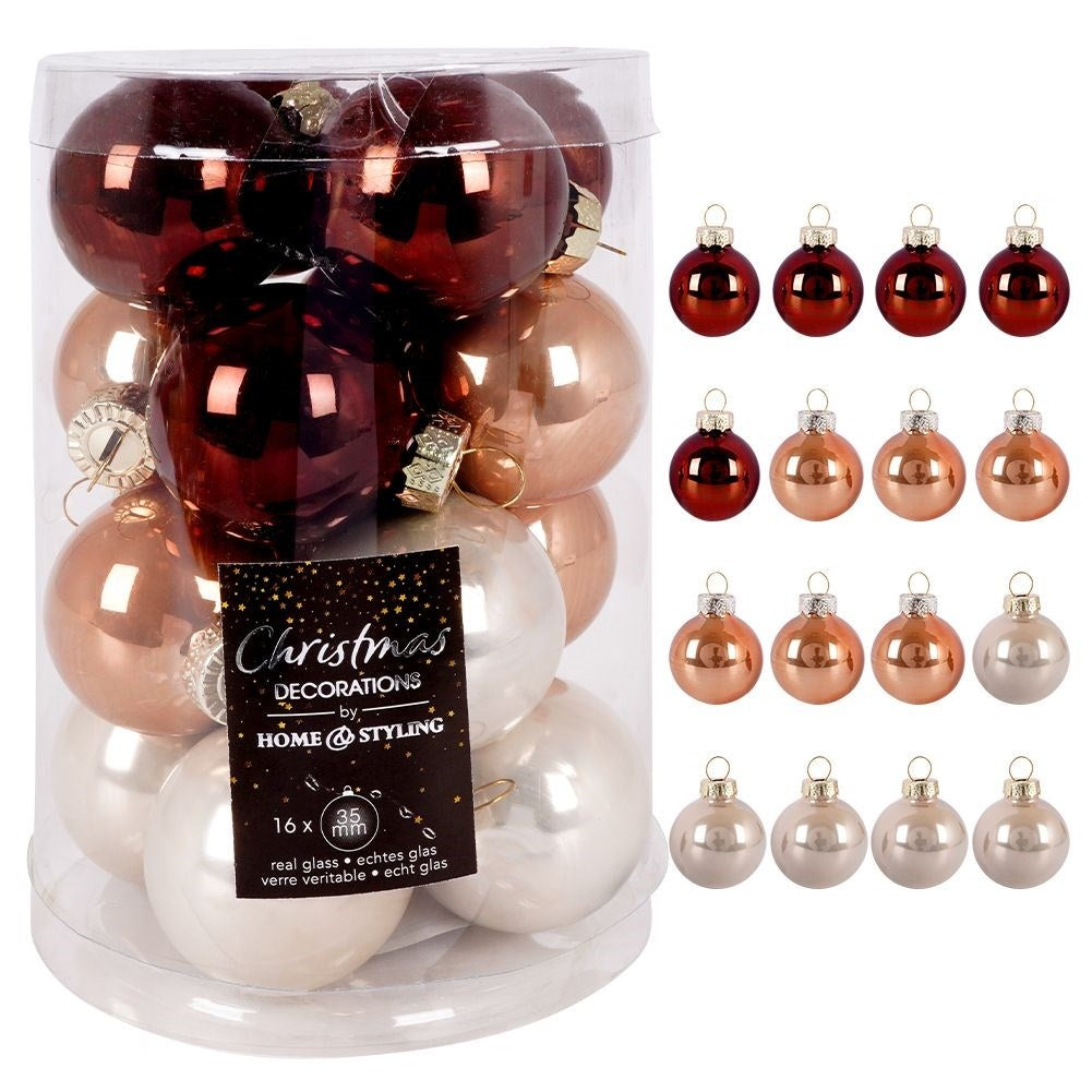 16-pack glass balls in amber - shiny and sparkling
