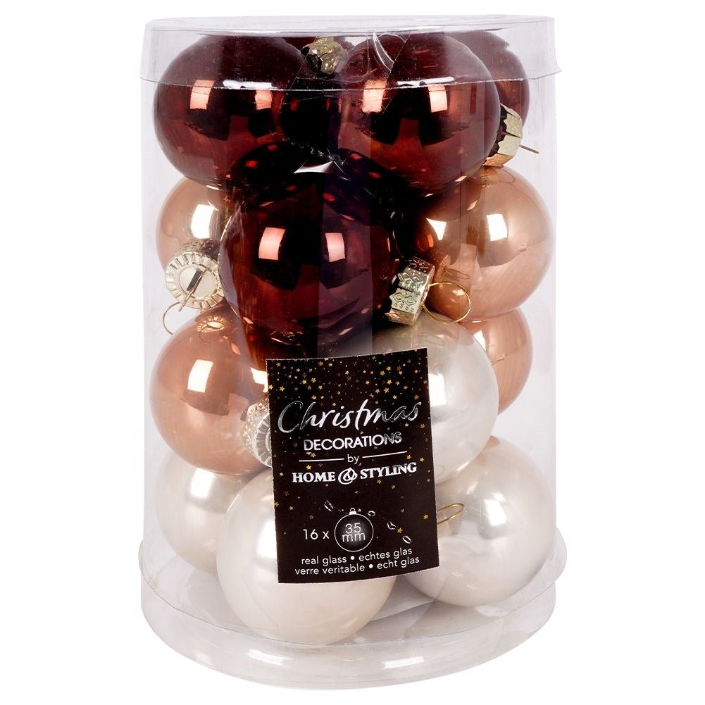 16-pack glass balls in amber - shiny and sparkling