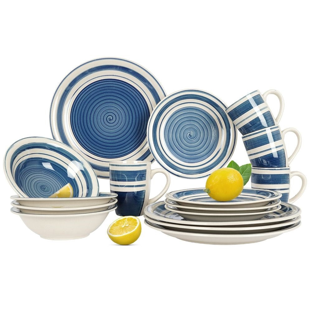16-piece stoneware set for 4 people, dishwasher & microwave safe
