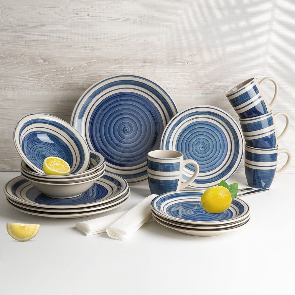 16-piece stoneware set for 4 people, dishwasher & microwave safe