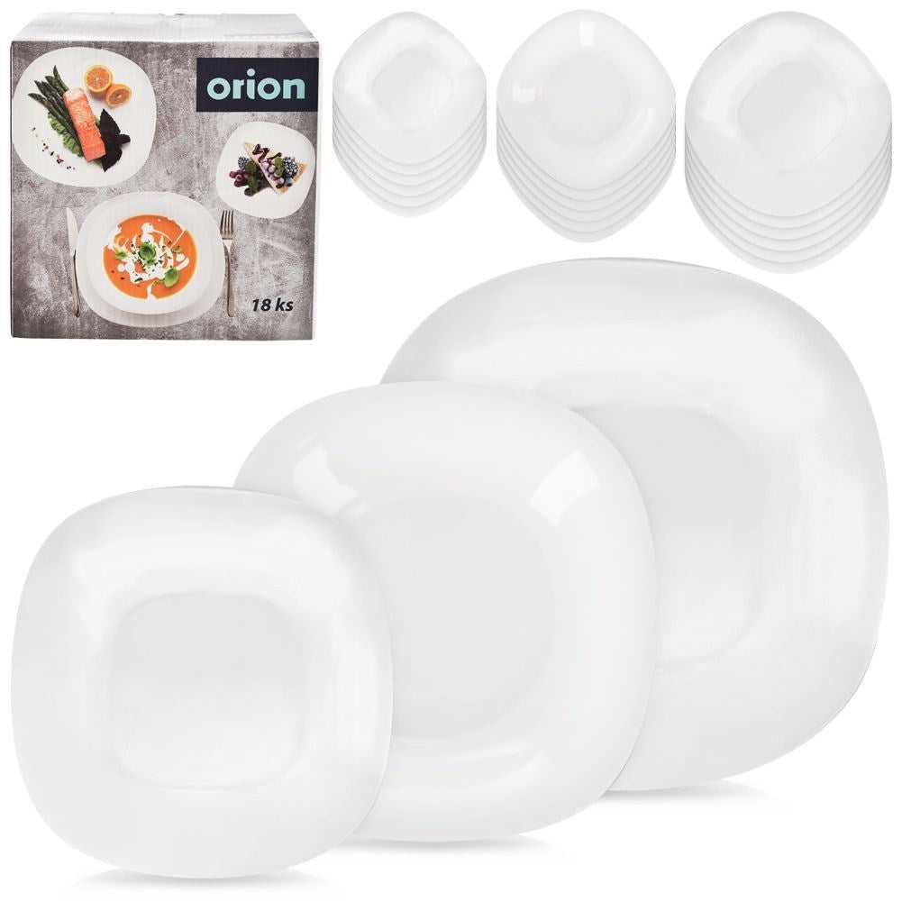 18-piece opal glass tableware for 6 people, dishwasher and microwave safe