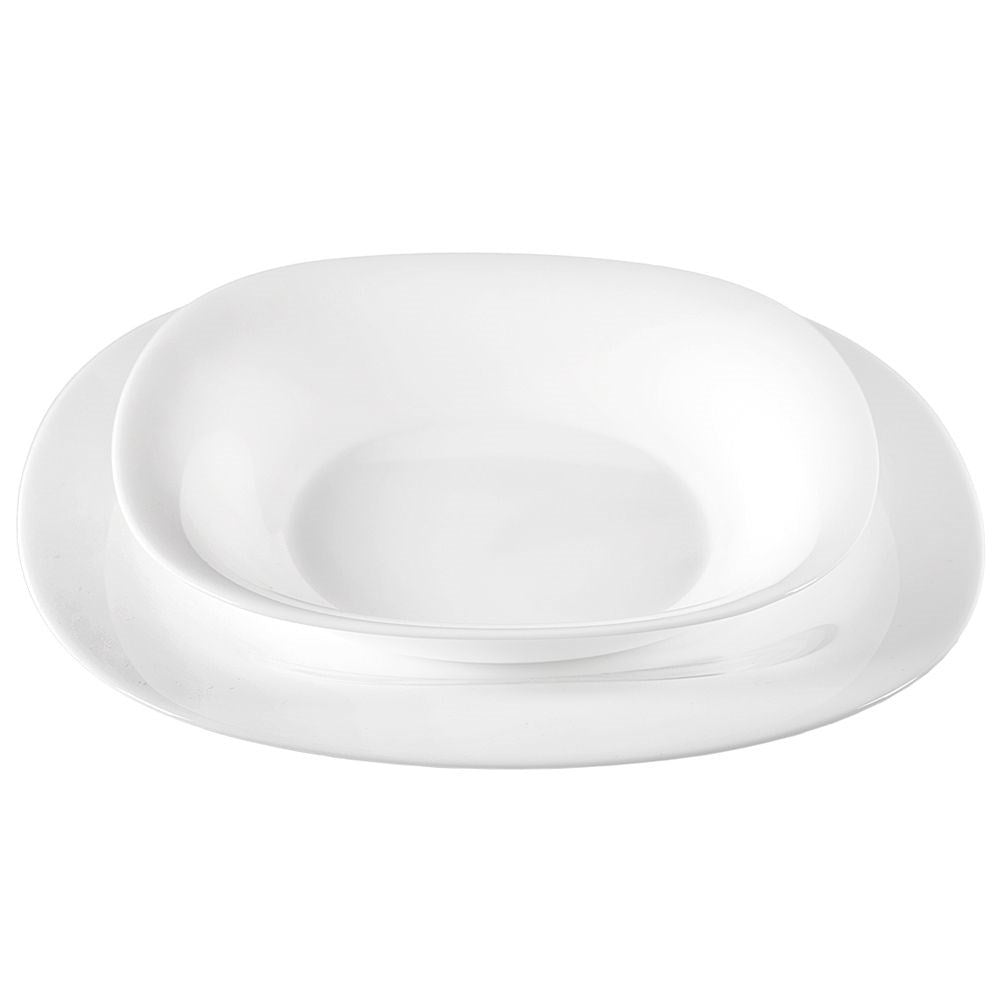 18-piece opal glass tableware for 6 people, dishwasher and microwave safe