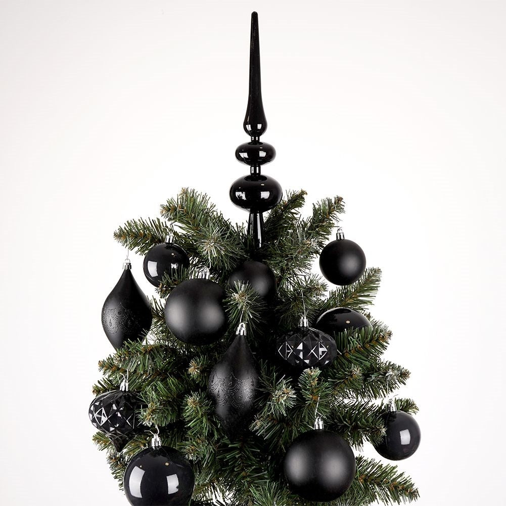 19-piece unbreakable black Christmas tree balls, matte and shiny