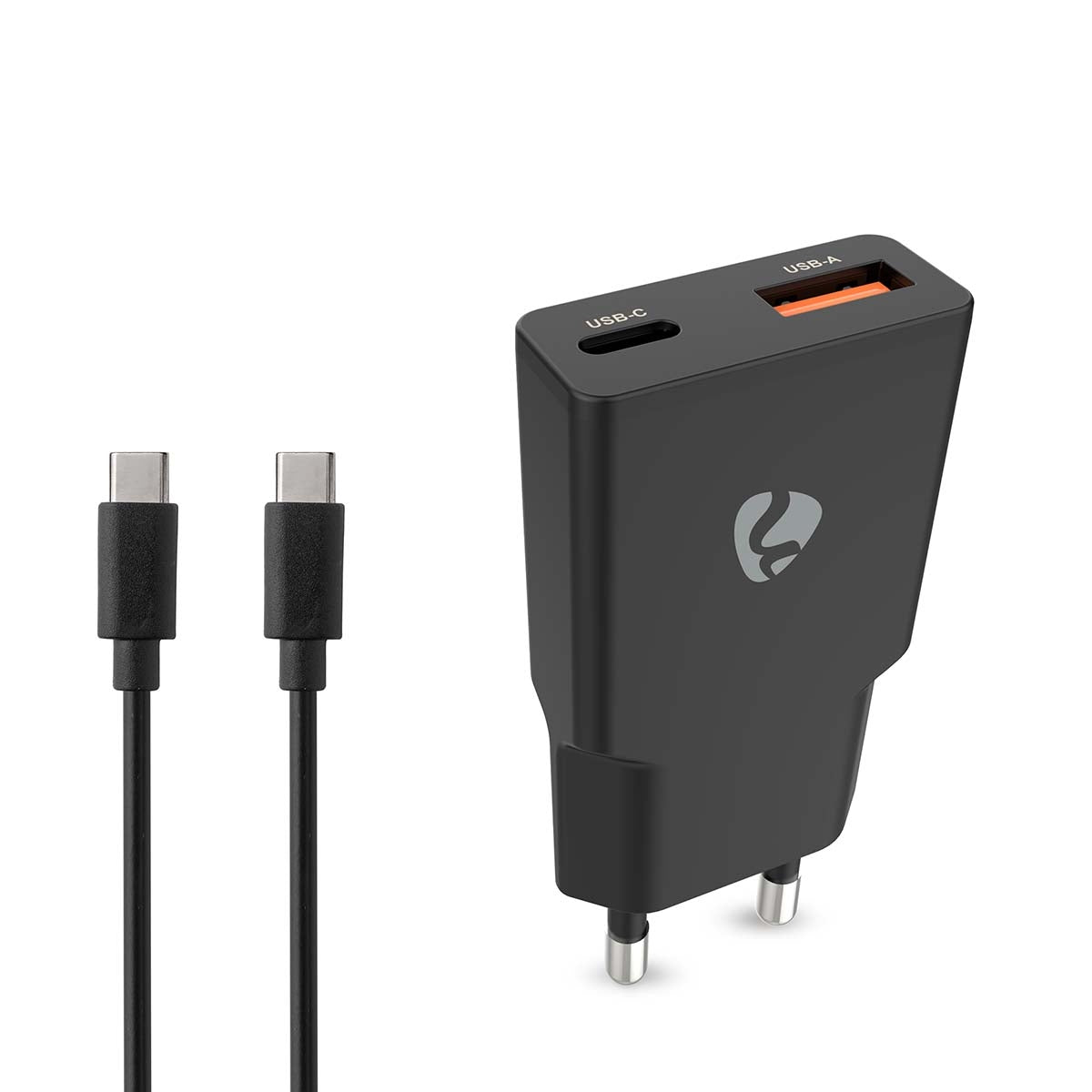 20W GaN Wall Charger, Dual USB-A/C, PD3.0, Quick Charge