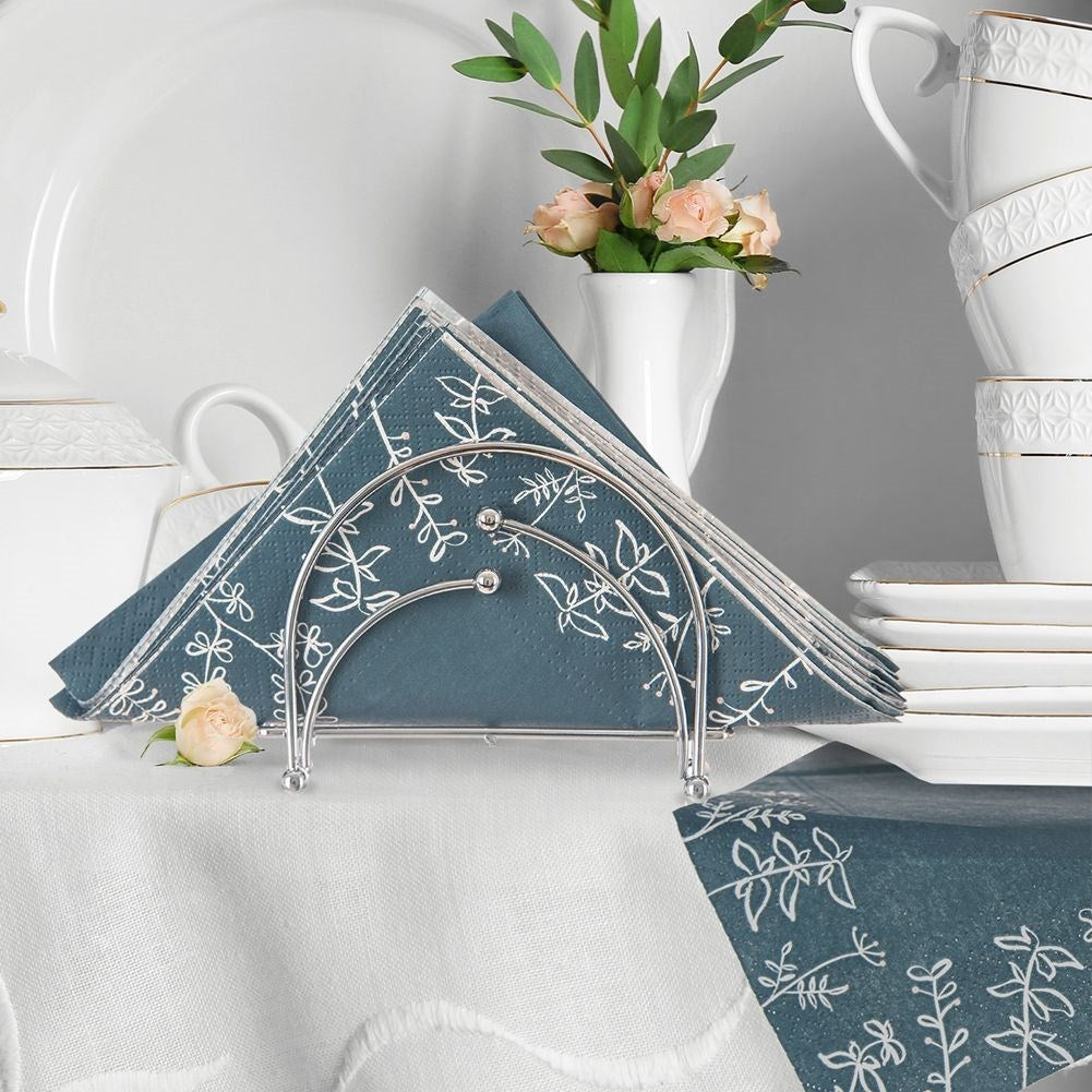 20-pack Dark Green Paper Napkins with Floral Motifs