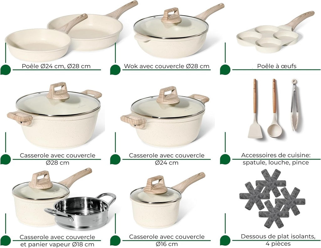 21-Piece Granite Non-Stick Cookware Set, Beige