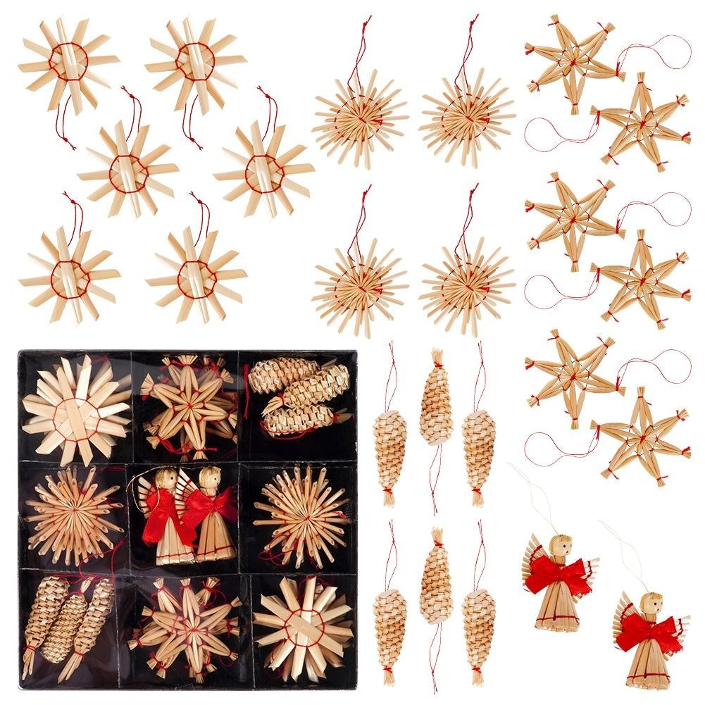 24 Handmade Straw Christmas Decorations in 5 Patterns