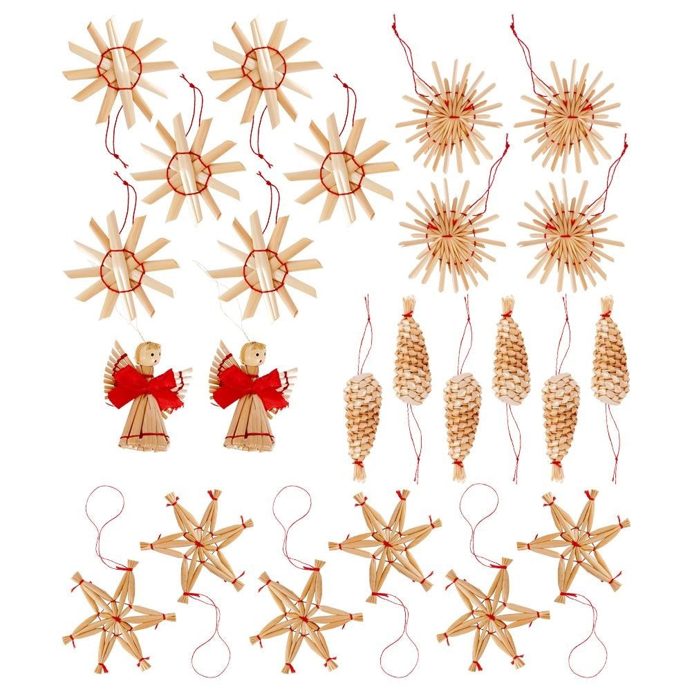 24 Handmade Straw Christmas Decorations in 5 Patterns