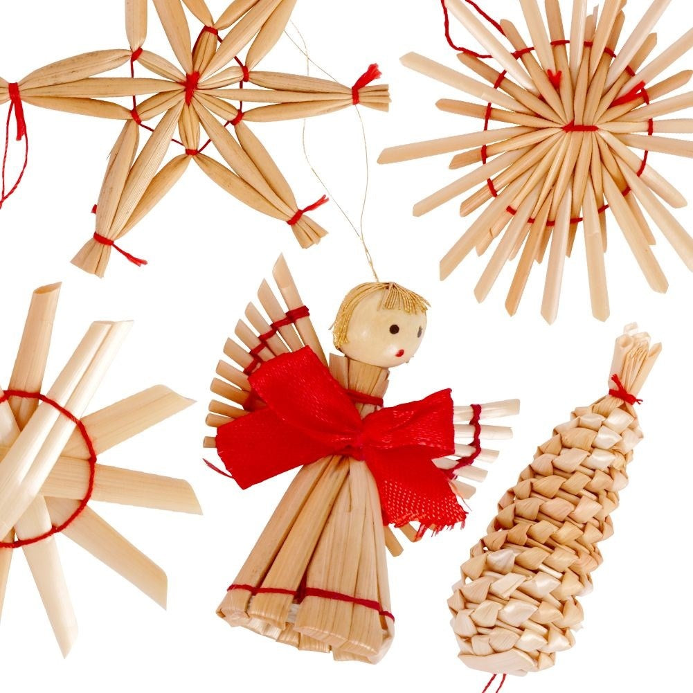 24 Handmade Straw Christmas Decorations in 5 Patterns
