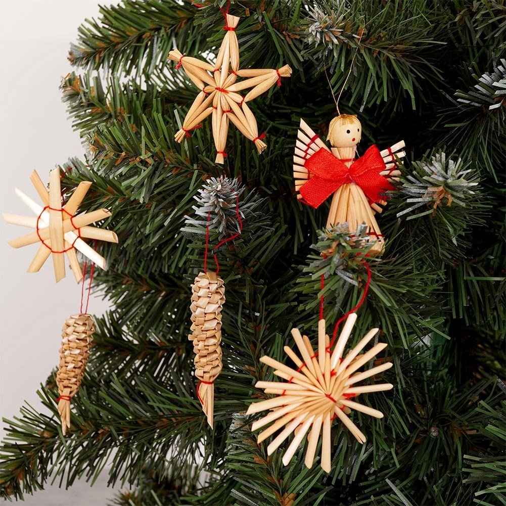 24 Handmade Straw Christmas Decorations in 5 Patterns