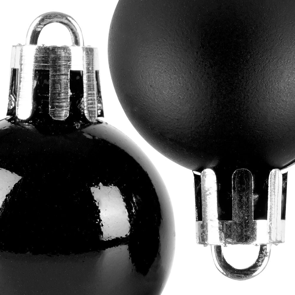 24-Pack Unbreakable Black Christmas Baubles