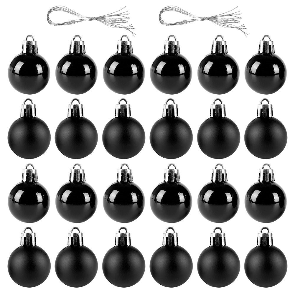 24-Pack Unbreakable Black Christmas Baubles