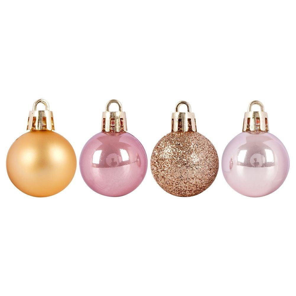 24 Unbreakable Christmas Baubles in Gold and Pink