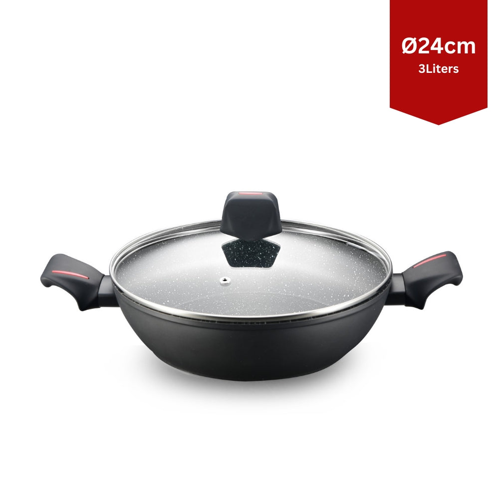 24cm Non-Stick Marble Frying Pan, 3L Capacity
