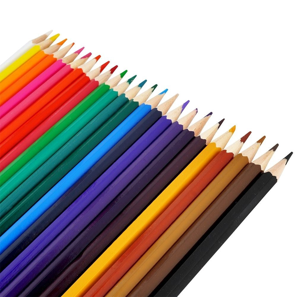 24 intense colored pencils in a metal case with a pencil sharpener