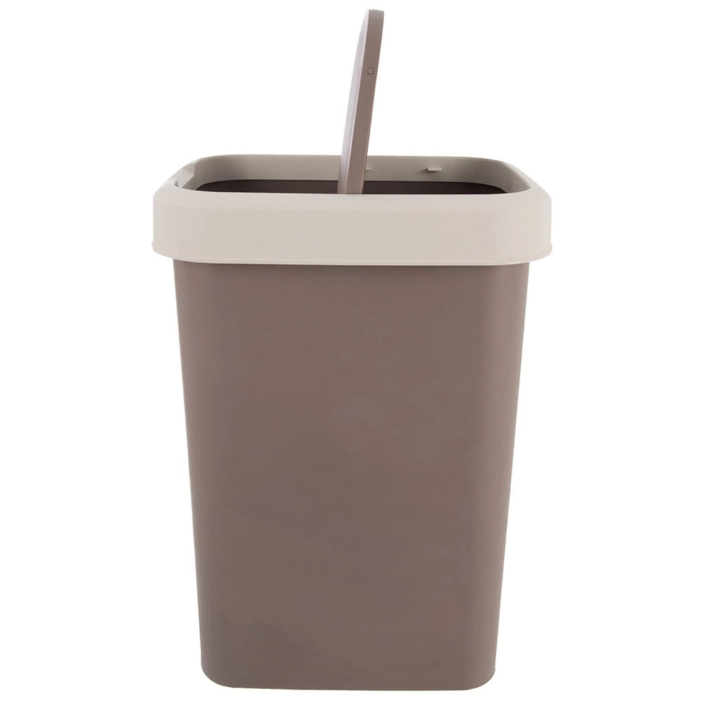 25L Brown Plastic Waste Bin with Swing Lid