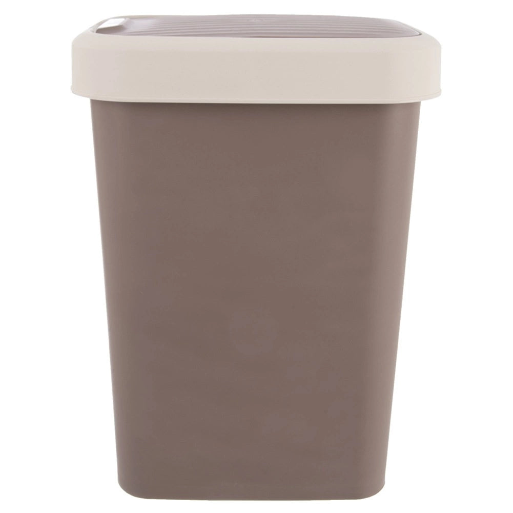 25L Brown Plastic Waste Bin with Swing Lid