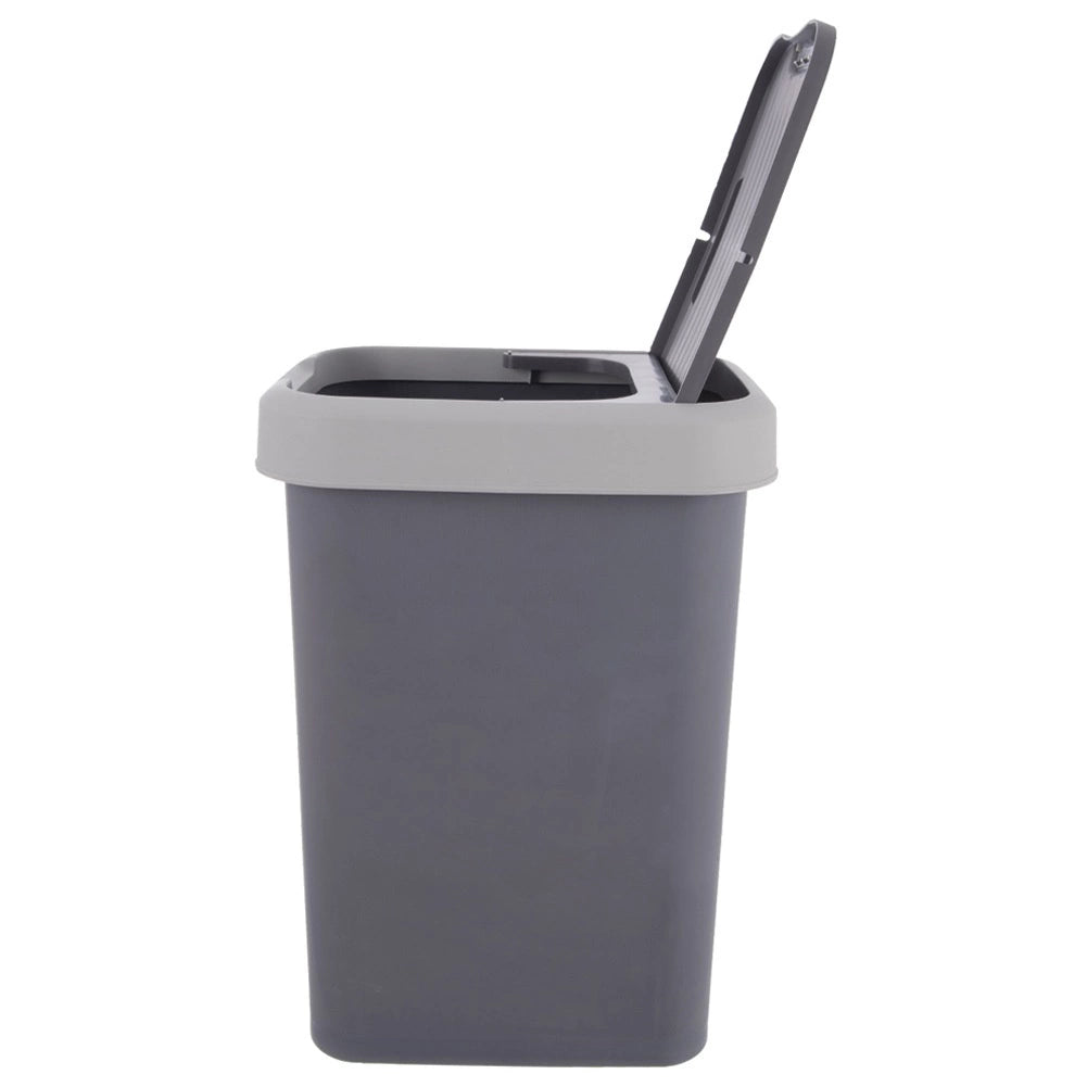 25L Gray Plastic Trash Bin with Swing Lid