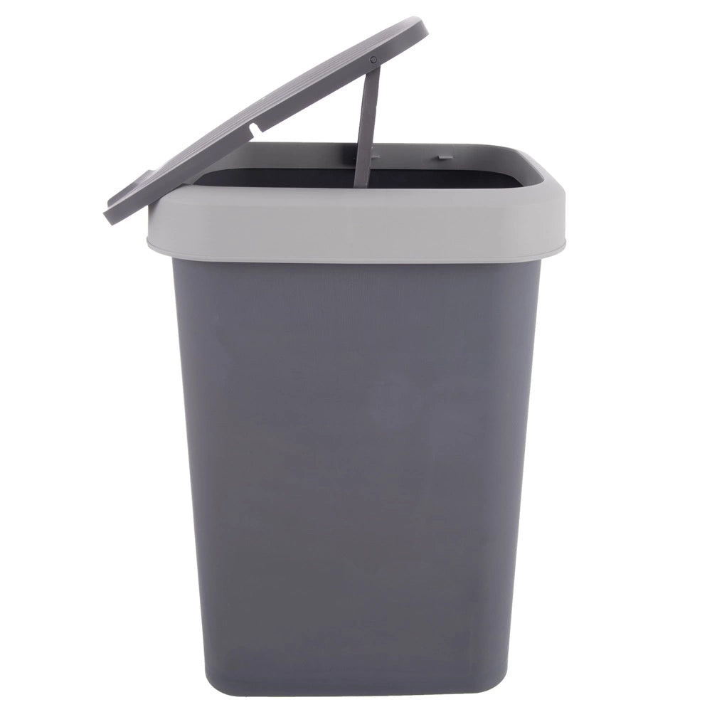 25L Gray Plastic Trash Bin with Swing Lid