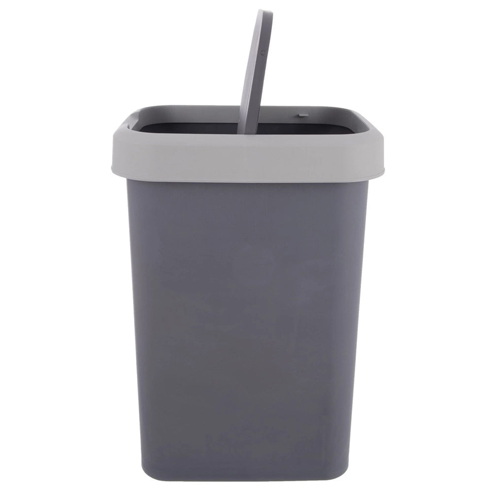25L Gray Plastic Trash Bin with Swing Lid