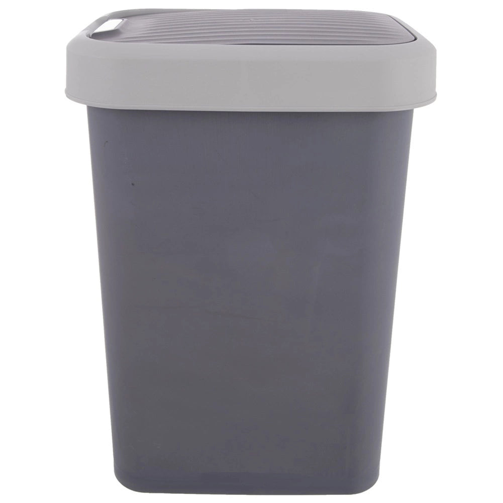 25L Gray Plastic Trash Bin with Swing Lid