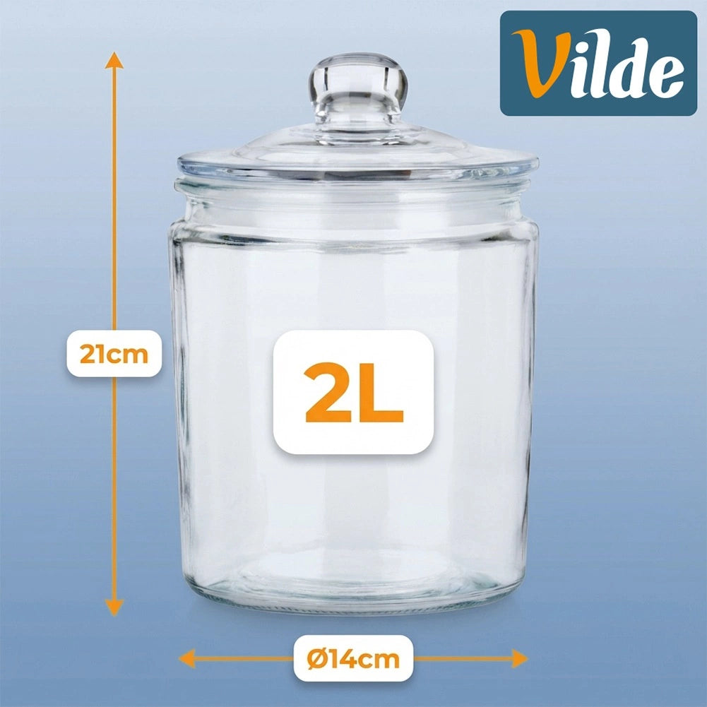 2L Glass Food Storage Container with Airtight Lid