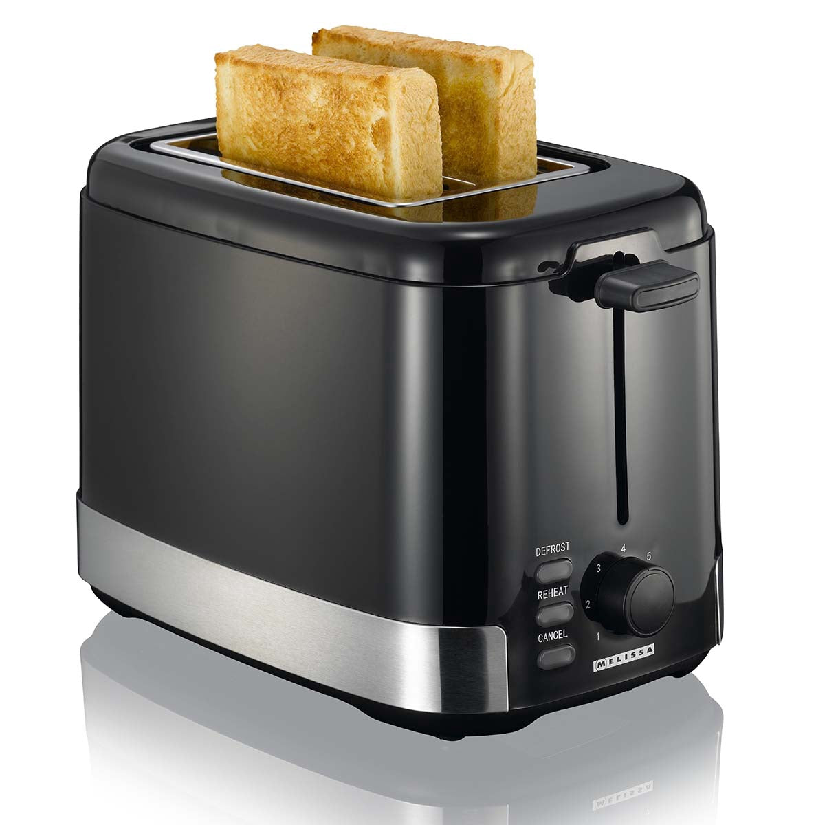 2-Slice Toaster, 800W, Black/Stainless Steel, Bun Warmer