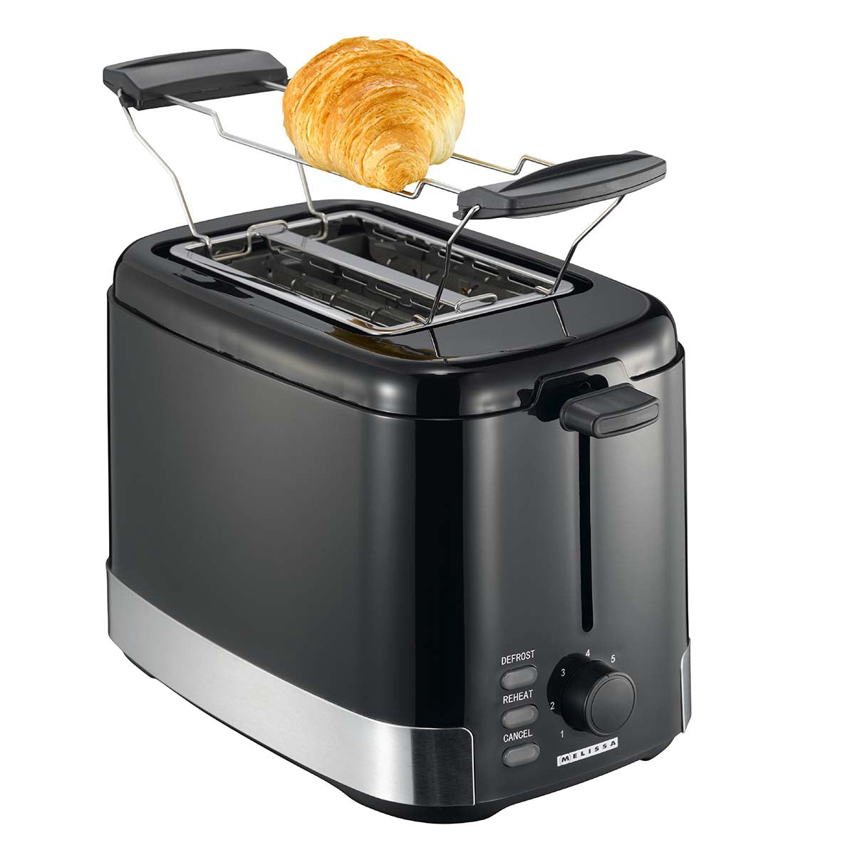 2-Slice Toaster, 800W, Black/Stainless Steel, Bun Warmer