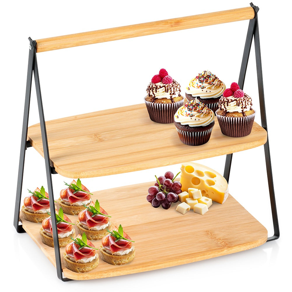2-Tier Bamboo Serving Tray, 28x20x27.5 cm