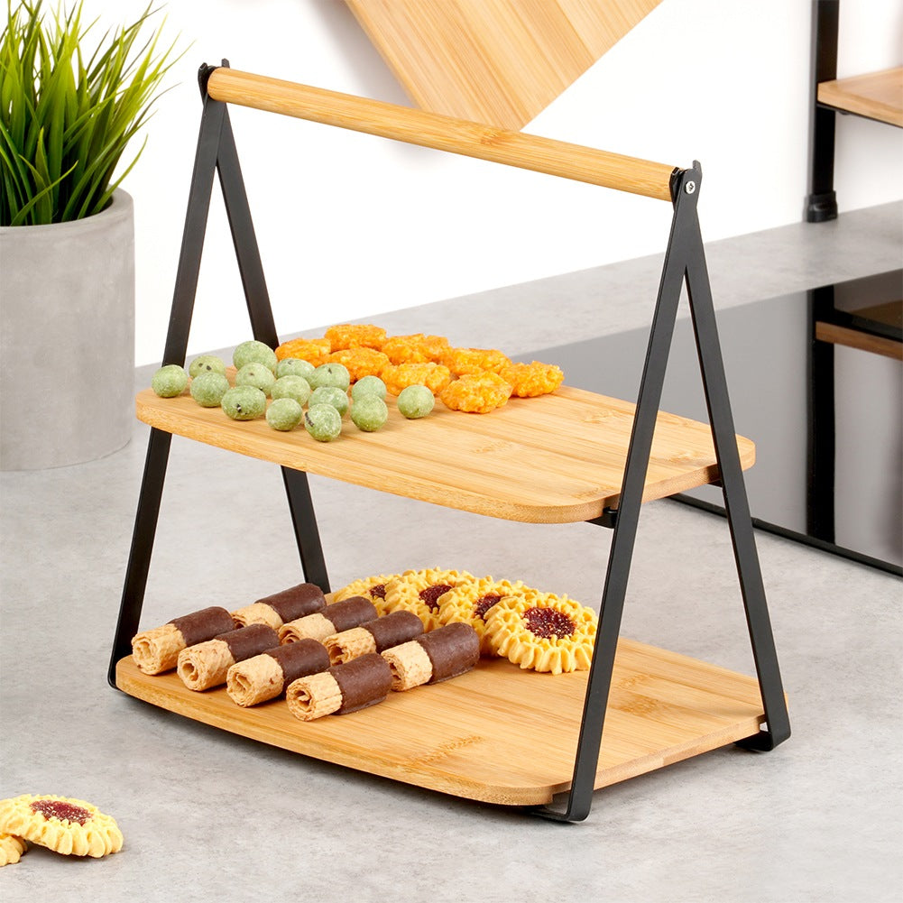 2-Tier Bamboo Serving Tray, 28x20x27.5 cm