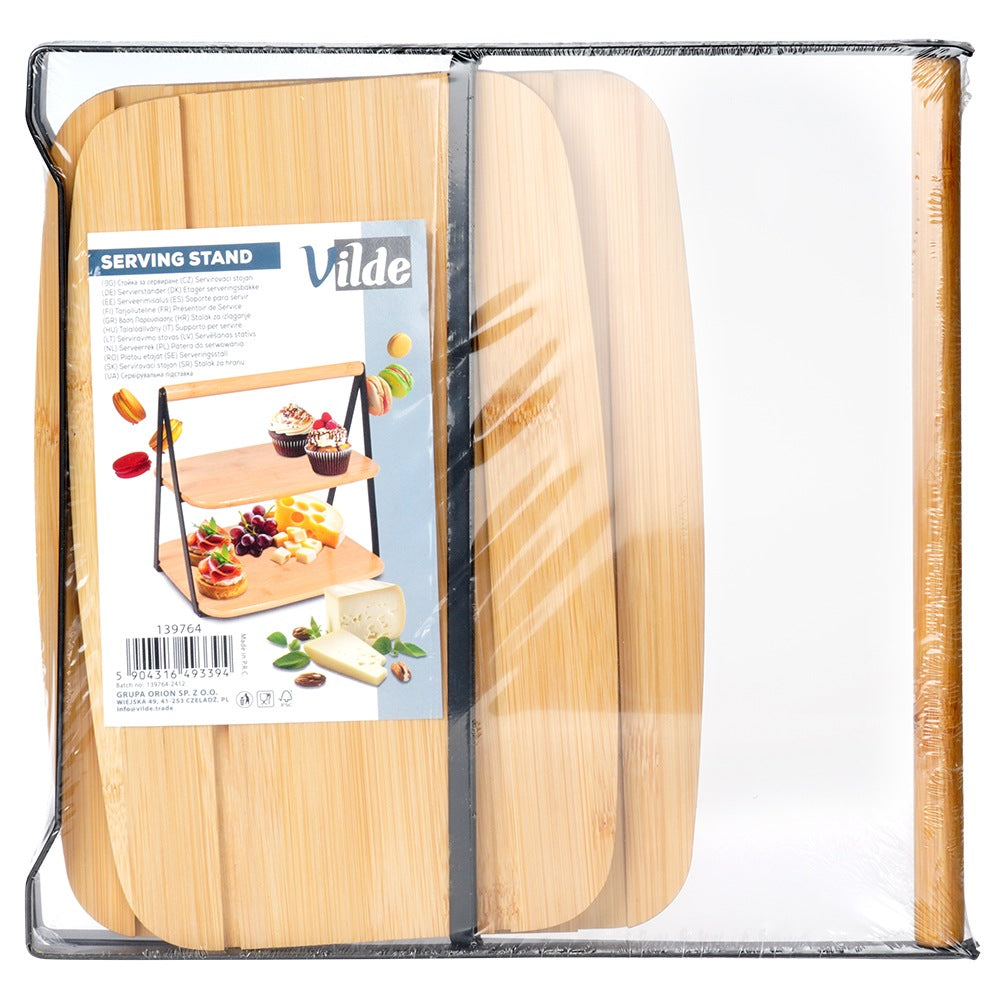 2-Tier Bamboo Serving Tray, 28x20x27.5 cm