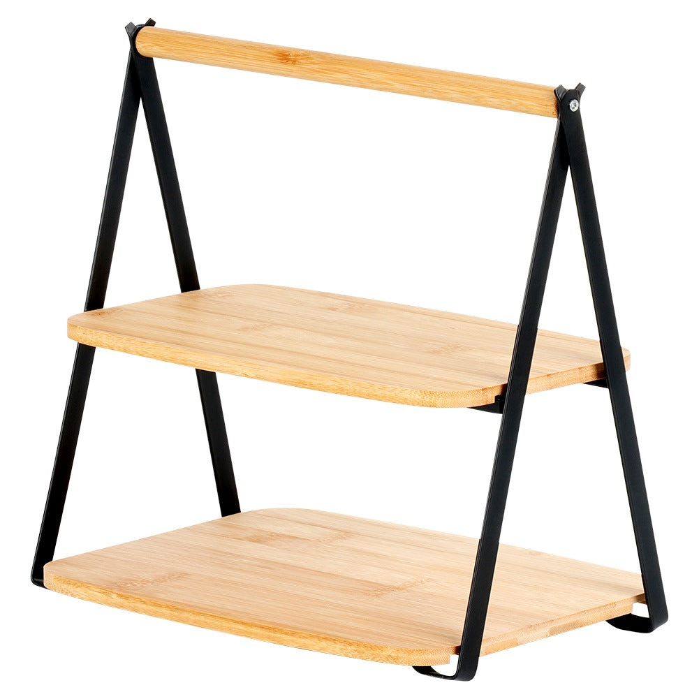 2-Tier Bamboo Serving Tray, 28x20x27.5 cm