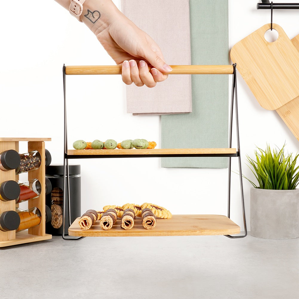 2-Tier Bamboo Serving Tray, 28x20x27.5 cm