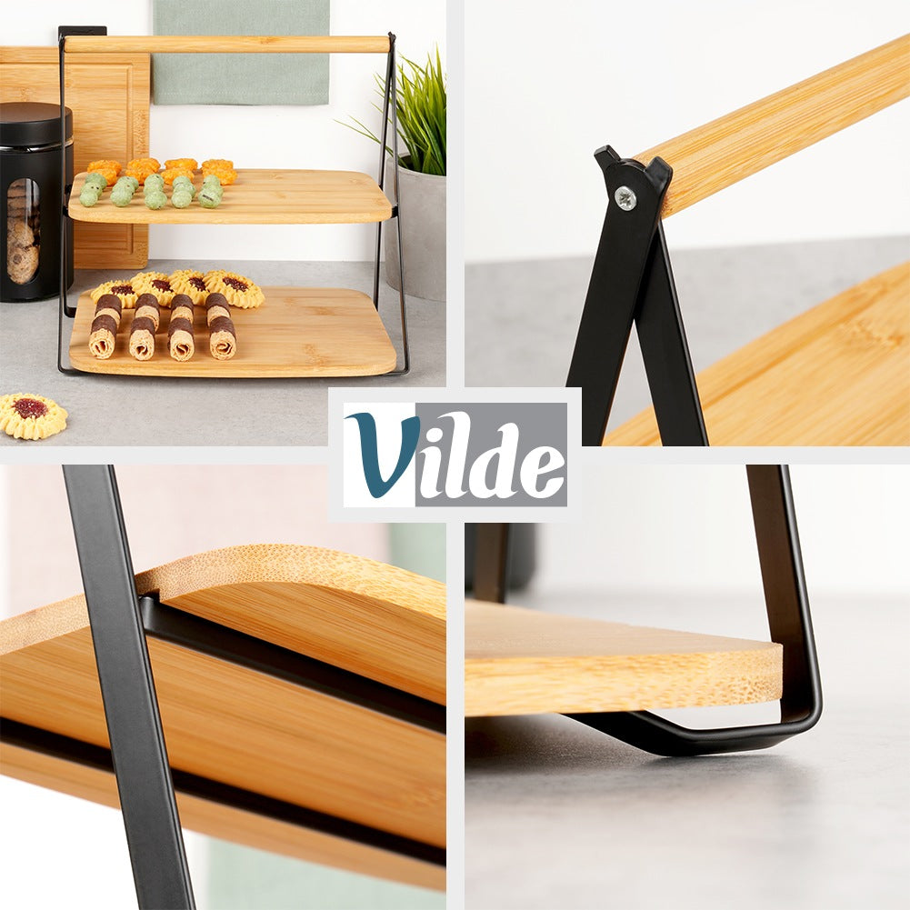 2-Tier Bamboo Serving Tray, 28x20x27.5 cm
