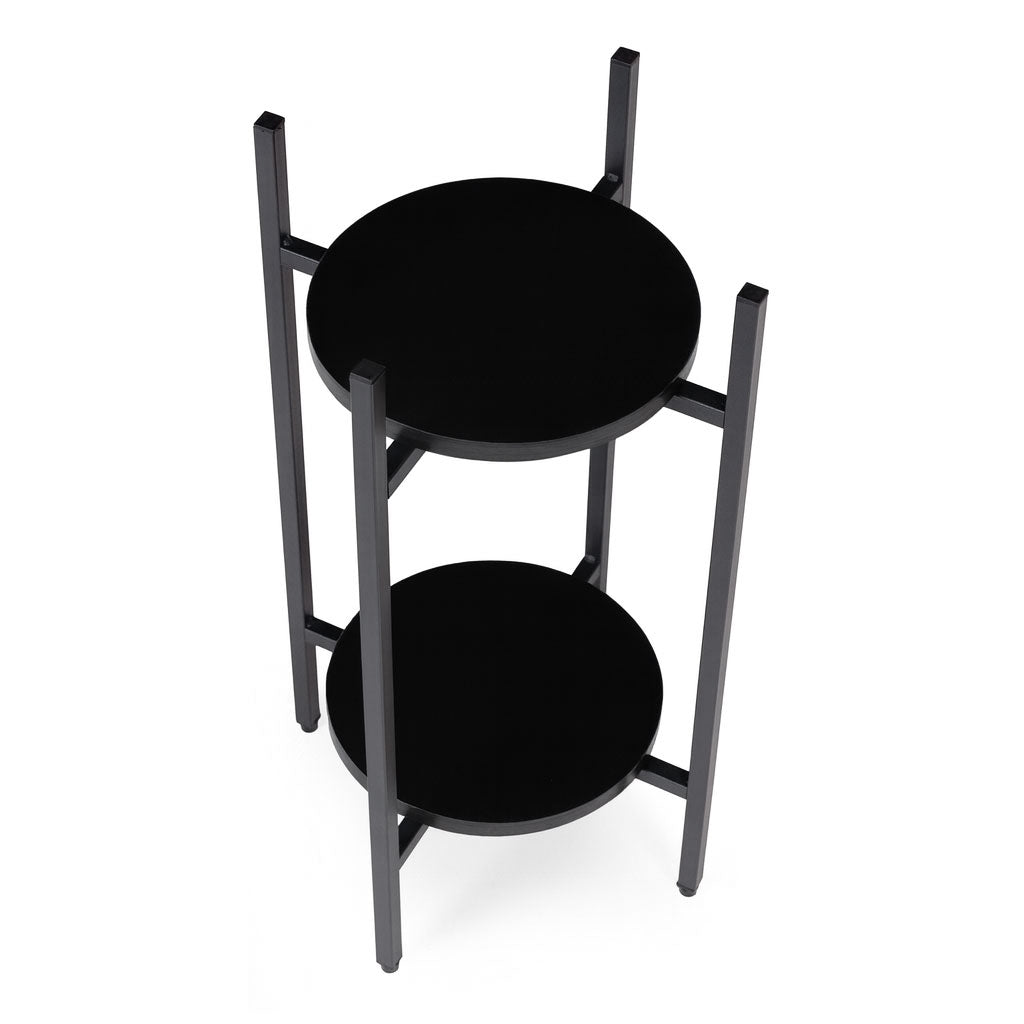 2-Tier Black Steel Plant Stand – Modern Design, 5 kg Load