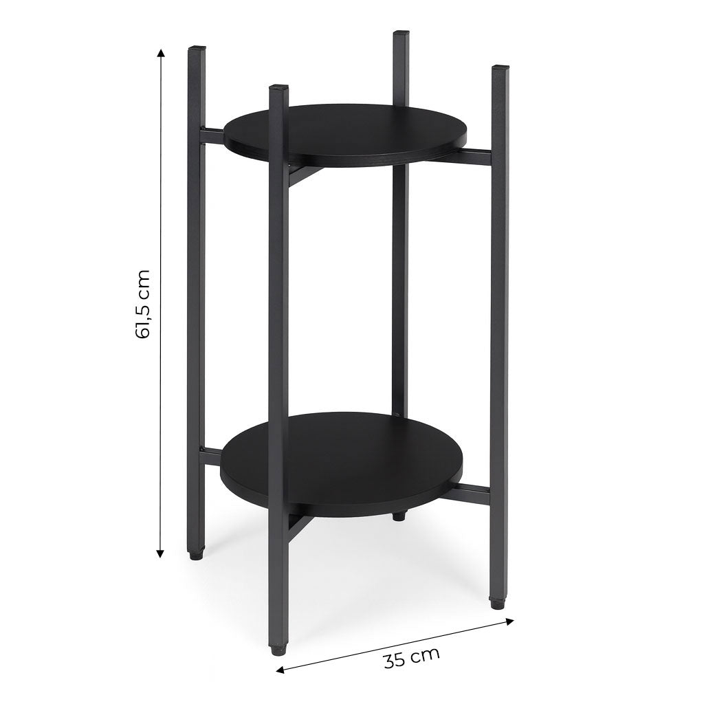 2-Tier Black Steel Plant Stand – Modern Design, 5 kg Load