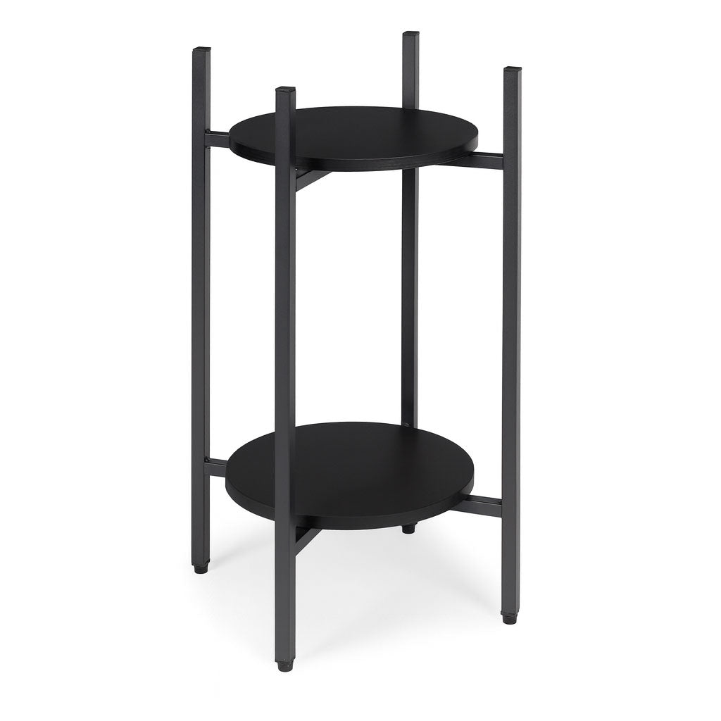 2-Tier Black Steel Plant Stand – Modern Design, 5 kg Load