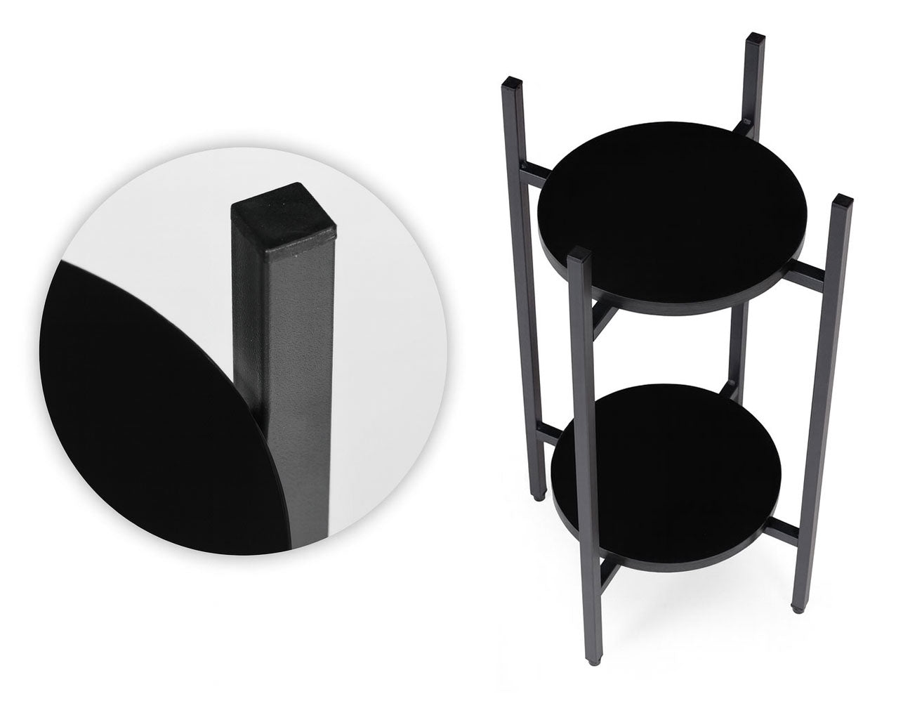 2-Tier Black Steel Plant Stand – Modern Design, 5 kg Load