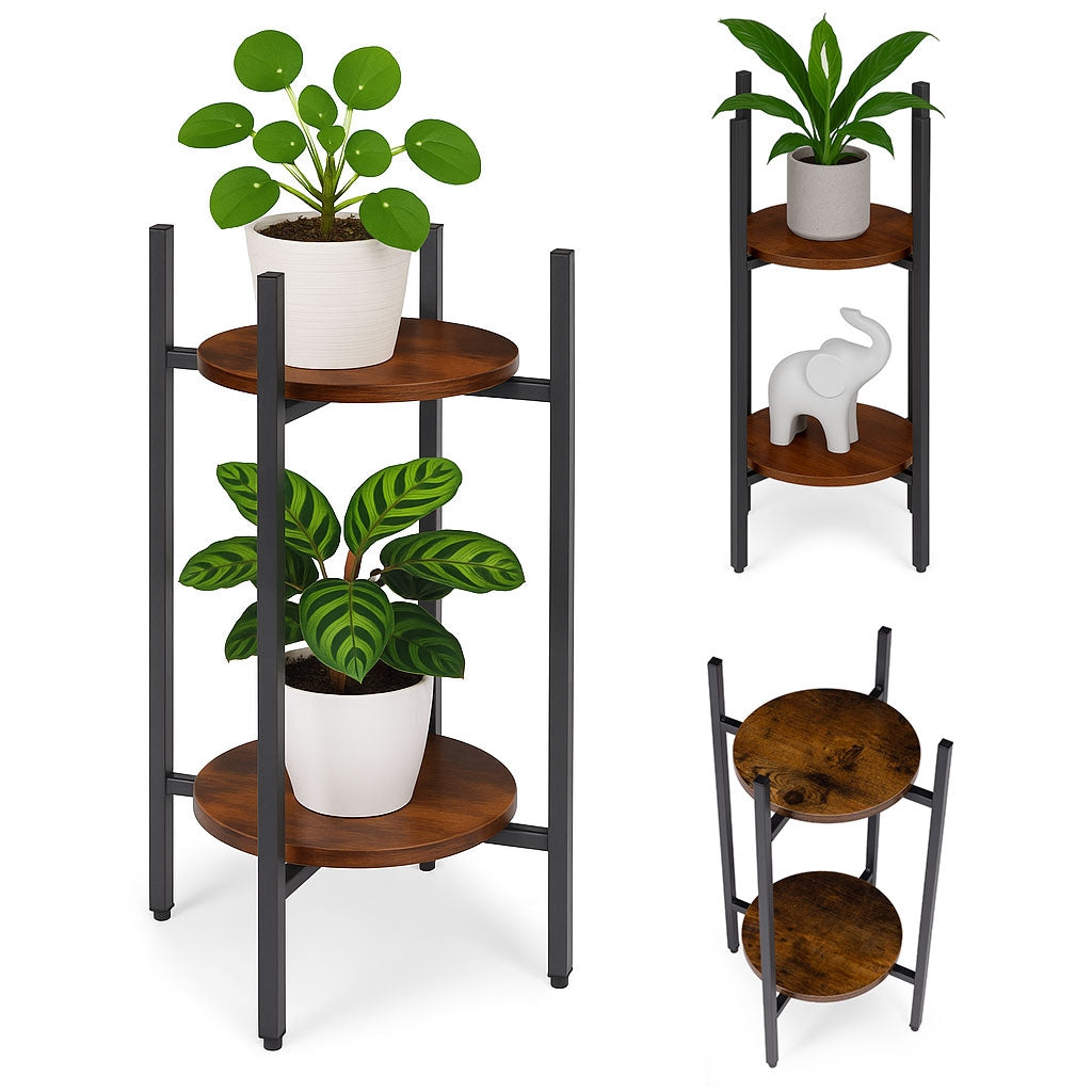 2-Tier Steel Plant Stand – Modern Loft Style