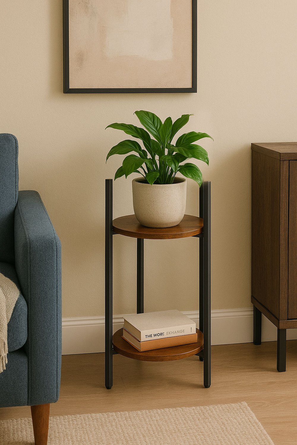 2-Tier Steel Plant Stand – Modern Loft Style